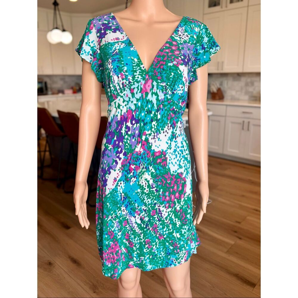 Rails Gigi Dress Bright Floral Flutter Sleeve Coastal Resort Vacation Small - Picture 3 of 8